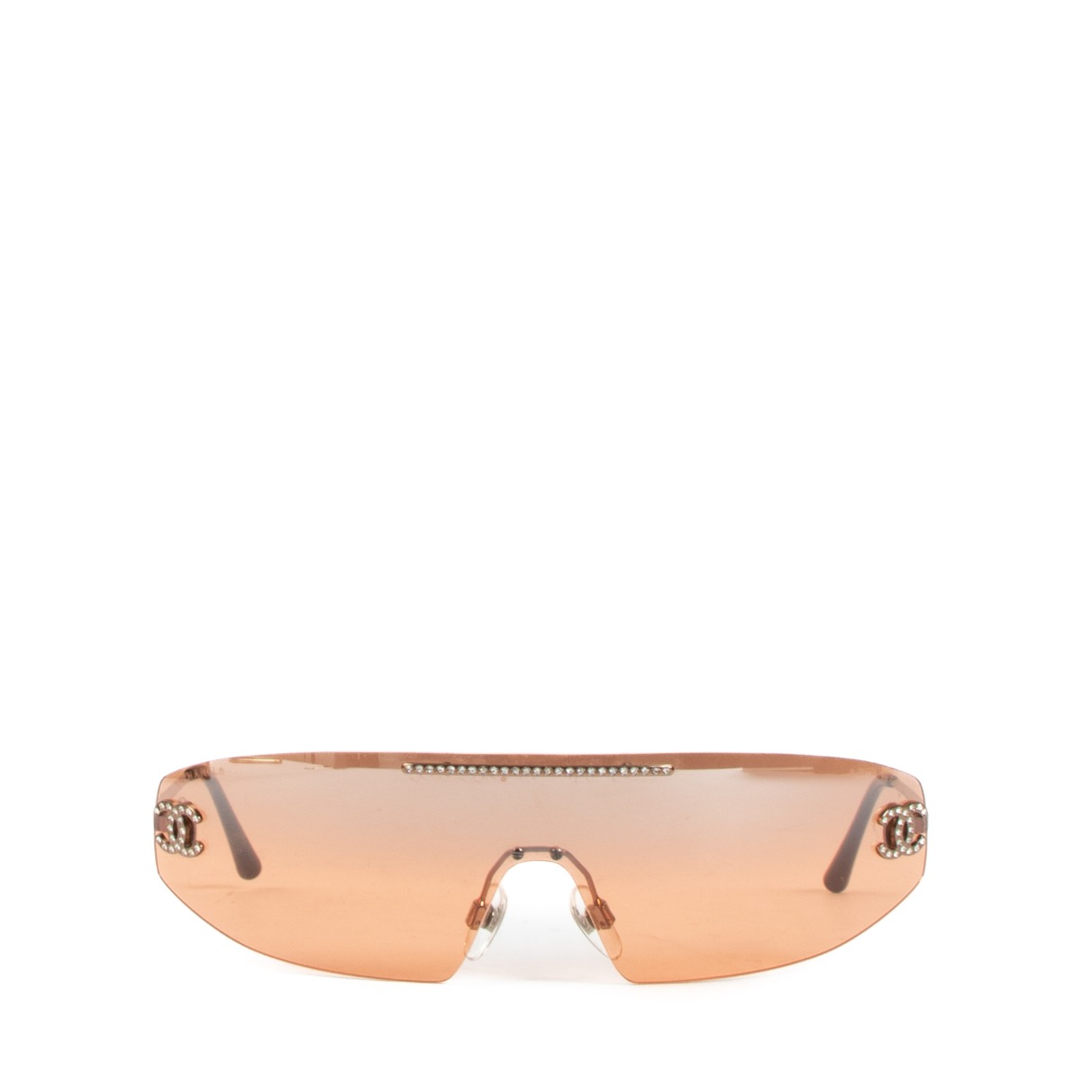 Chanel Vintage Brown 4125 Rimless CC Logo Shield Sunglasses – RETYCHE