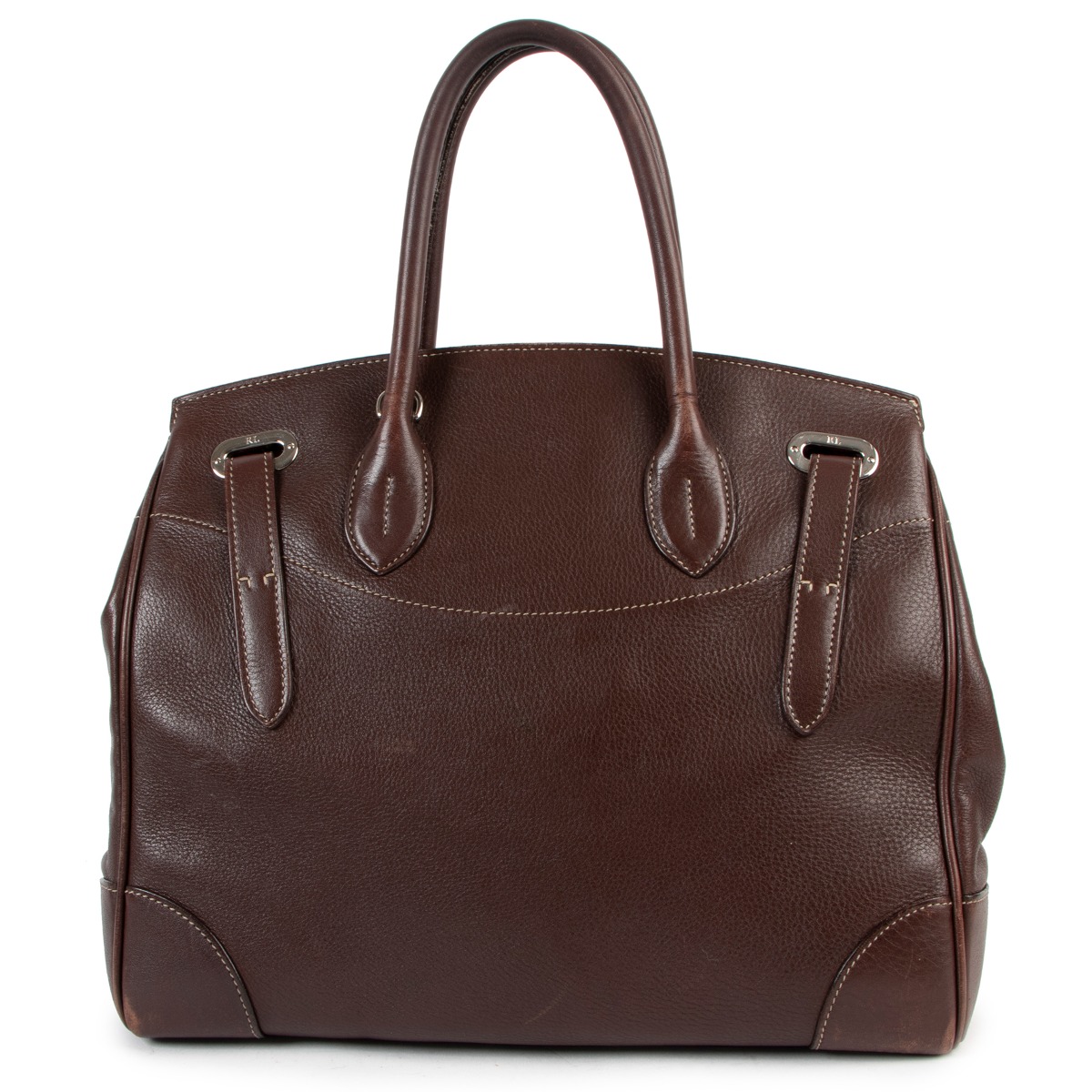 トートバッグ Ralph Lauren Leather Soft Ricky 33 Bag (435189535001 BLACK) Ralph Lauren Black 'Soft Ricky 33' Nappa Leather Bag