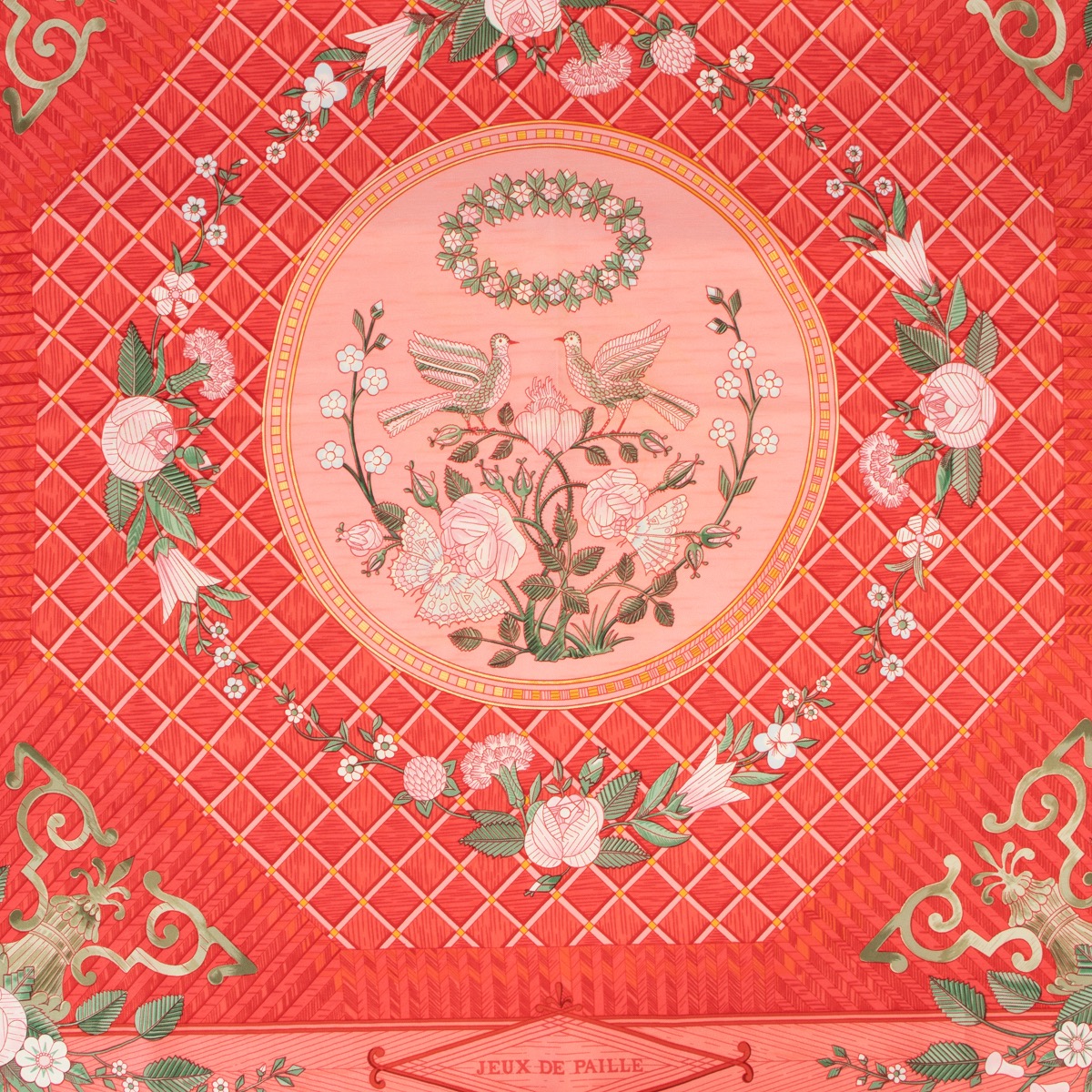 HERMES エルメス モスリン 藁遊び JEUX DE PAILLE カレ HERMES