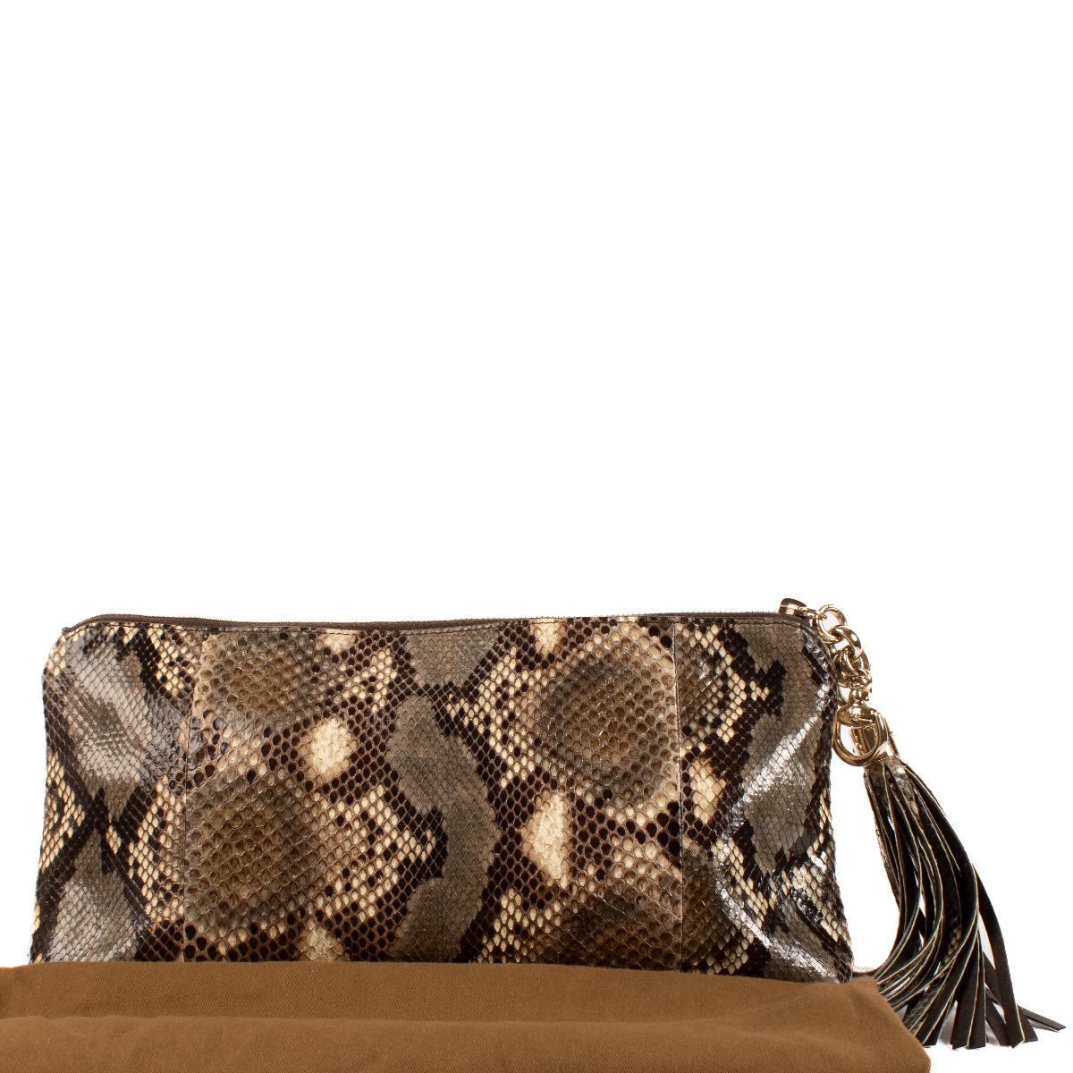 Gucci Python Sienna Tassel Clutch Labellov Buy and Sell Authentic Luxury