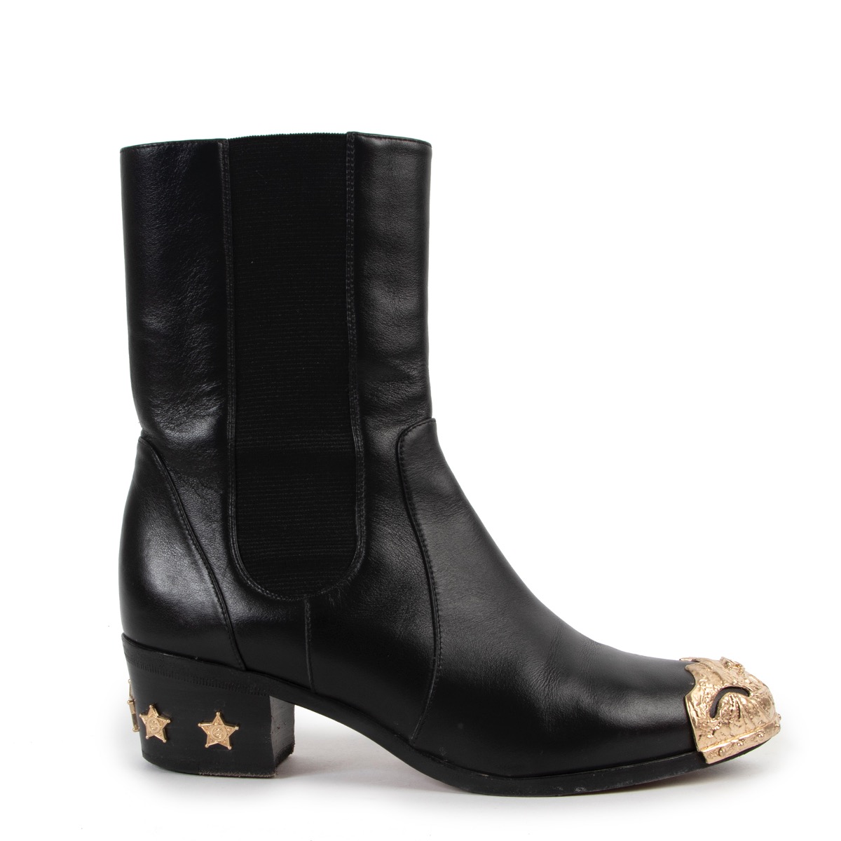Chanel Pre-Fall 2014 Black Paris Dallas Biker Boots - Size