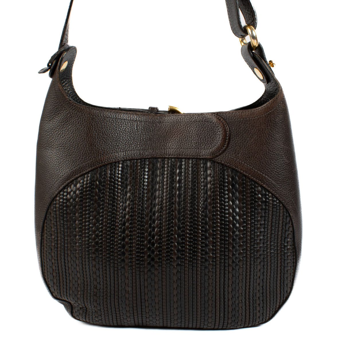 【正規品質保証】 Chardonnay Cuir de Toile Brown Delvaux Bag Labellov ○ ブランデー