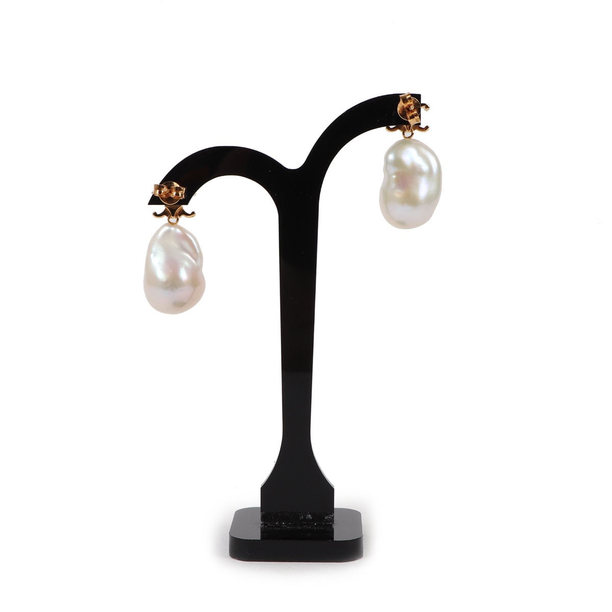 Céline Gold Brass, Cultured Pearls Baroque Triomphe Earrings