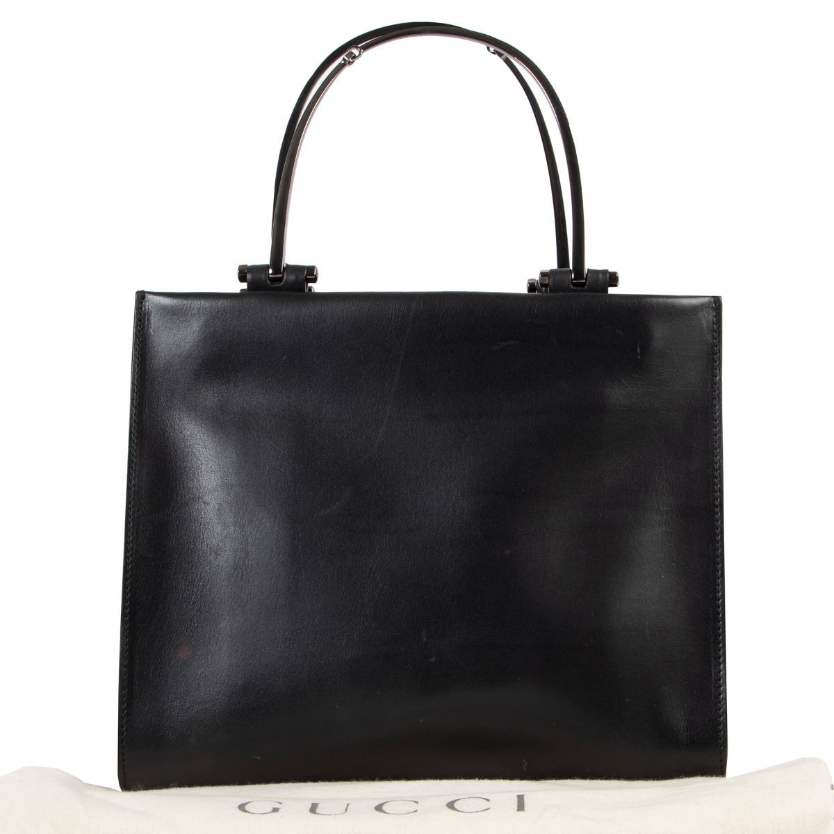 Gucci Black Leather Metal Handle Bag ○ Labellov ○ Buy and