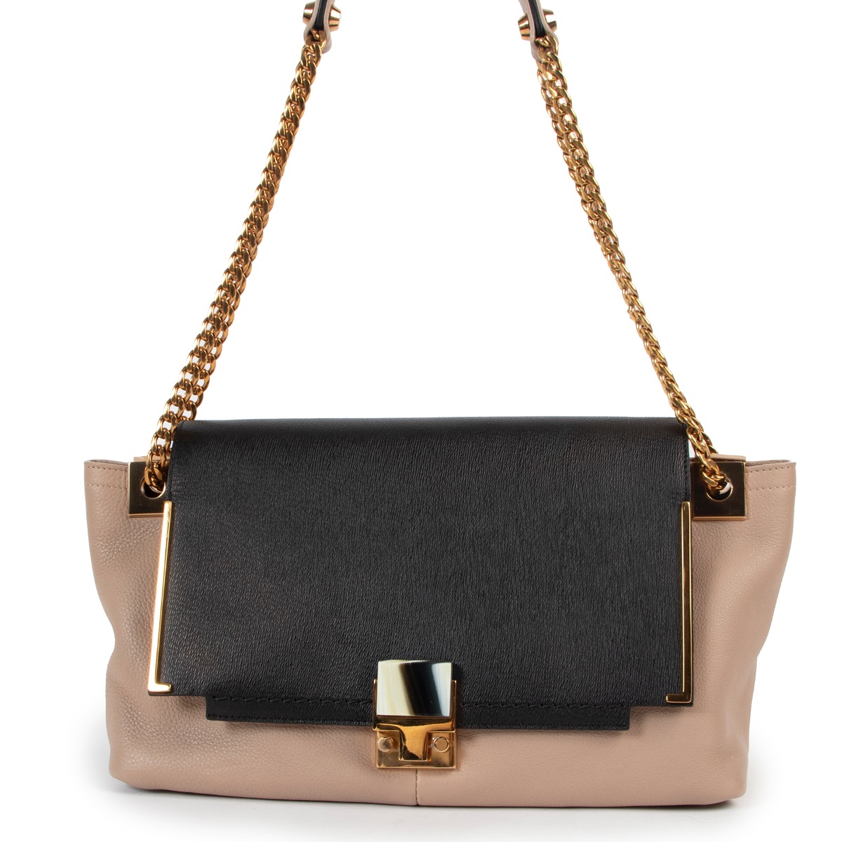 Lanvin Black/ Beige Trapeze Shaped Shoulder Bag ○ Labellov