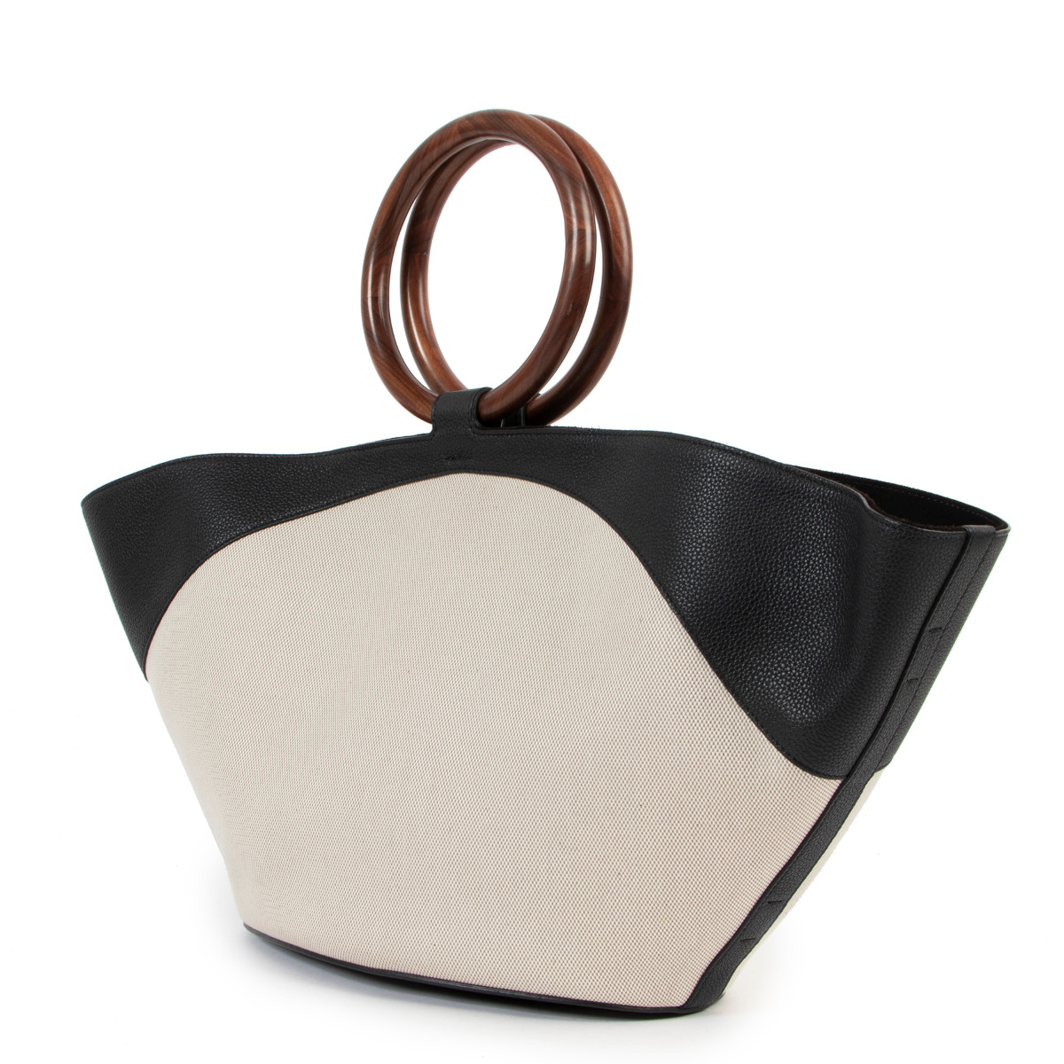 The Row Market Leather Trimmed Canvas Tote Labellov Buy and Sell Authentic Luxury