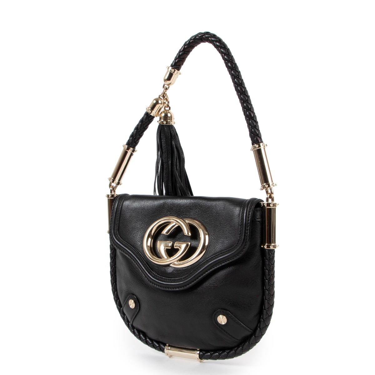【送料込み】SALE!!Gucciグッチ♪LIESTER Gucci Black Small Britt Top Handle ○ Labellov ○ Buy and