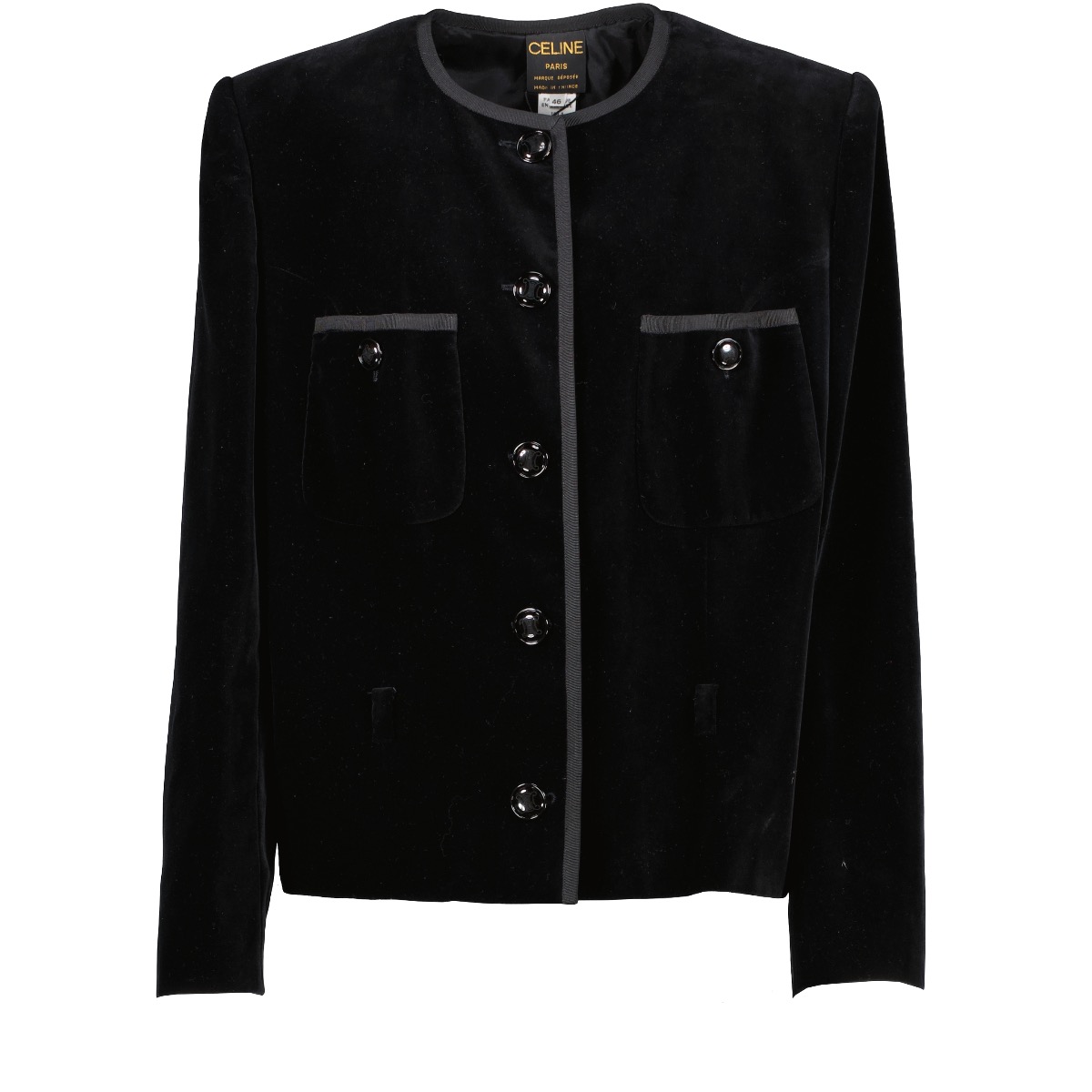 Céline Black Velvet Blazer Jacket - Size FR 46 ○ Labellov