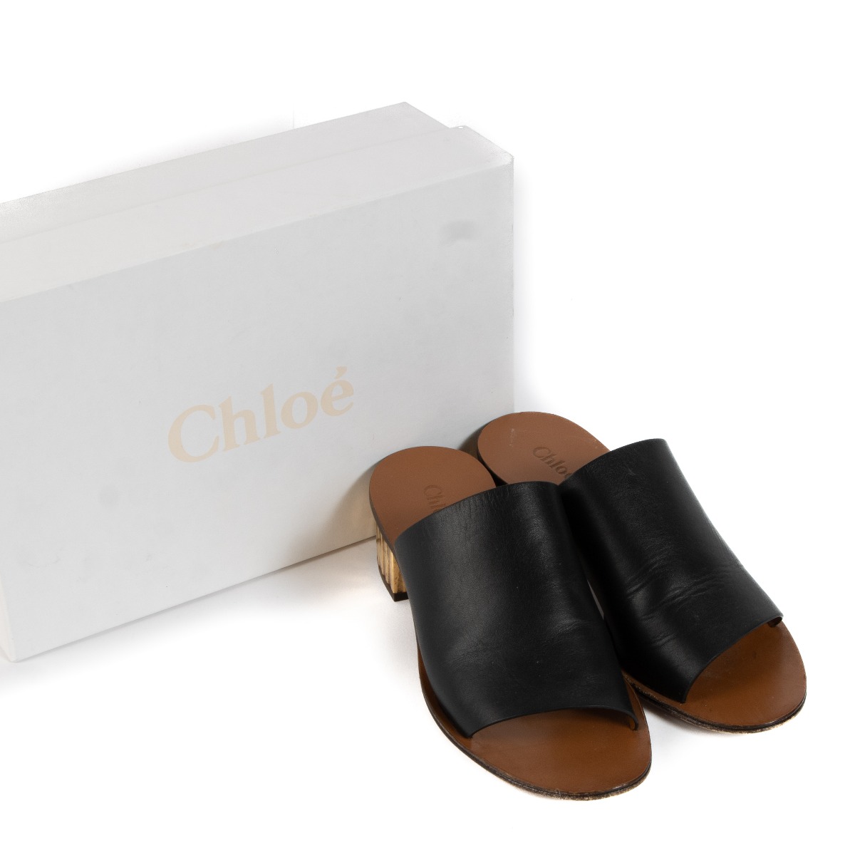 Chloé Black Leather Qassie Mule Sandals - Size 37,5