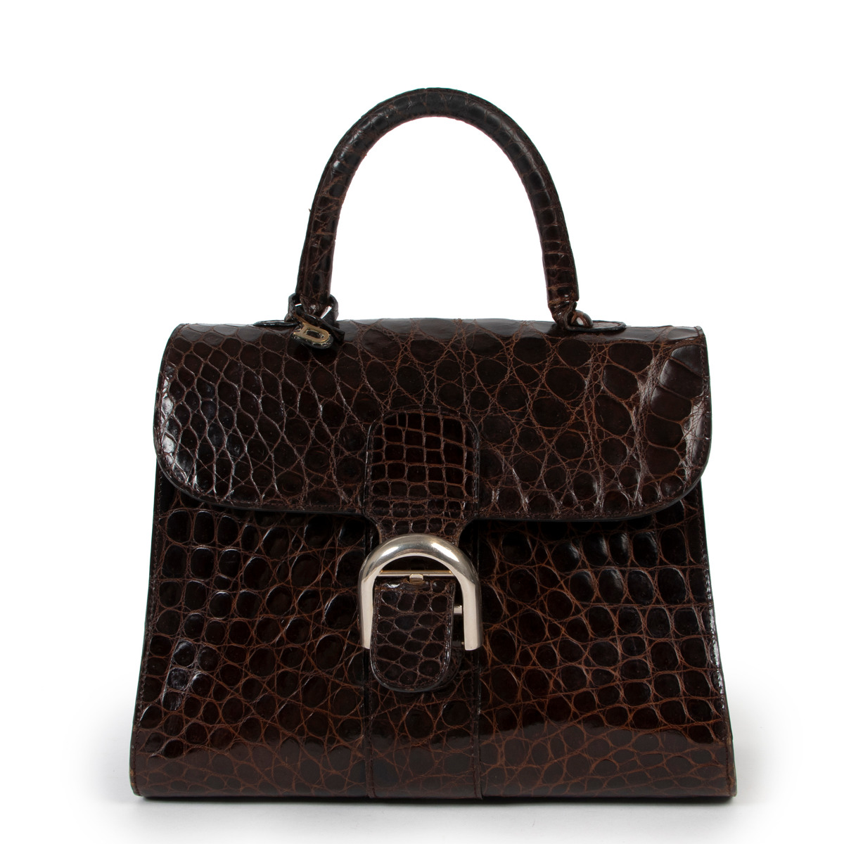Delvaux Brown Crocodile MM Brillant Labellov Buy and Sell Authentic Luxury