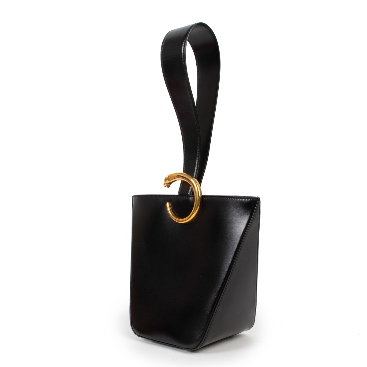 Must de Cartier Vintage Panthère Box Leather Top Handle Bag