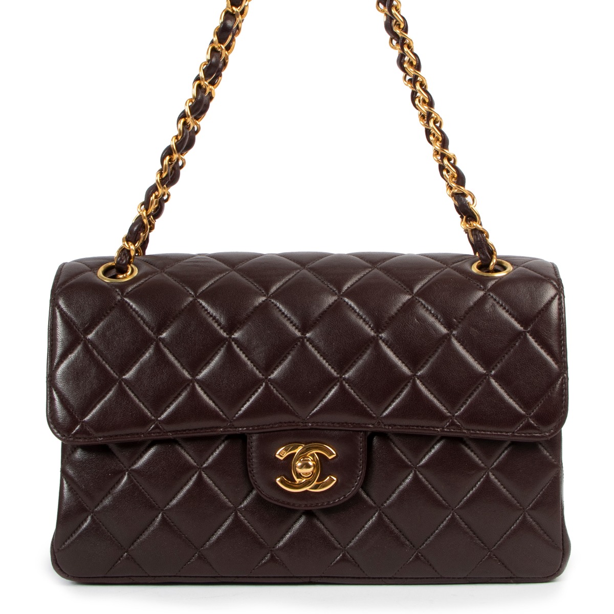 Chanel Vintage Brown Lambskin Double Sided Classic Flap Bag