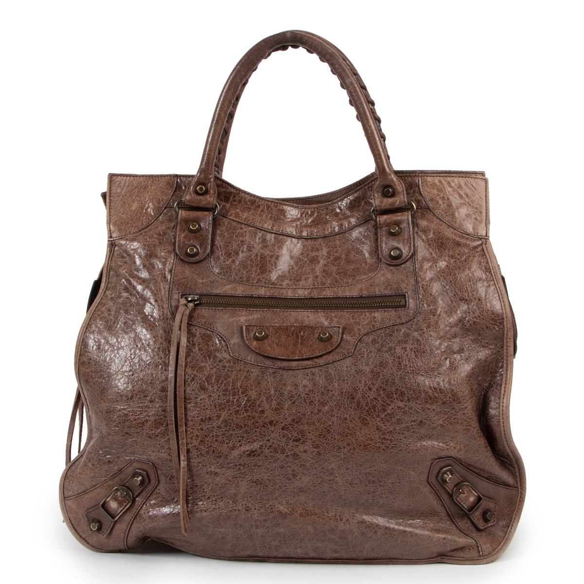 Balenciaga Chataigne Lambskin Leather Classic Arena Mid Afternoon