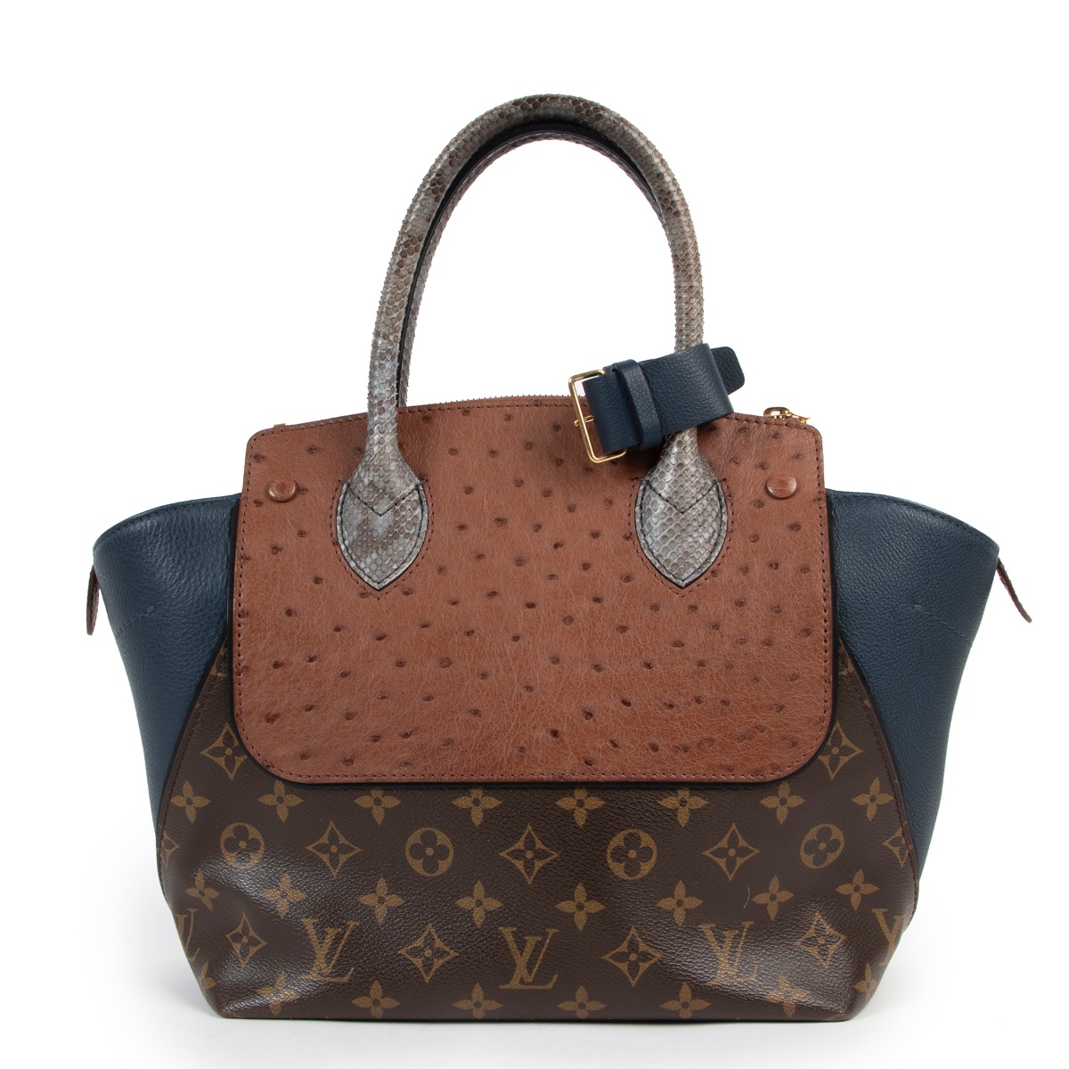 Louis Vuitton Ostrich Python Majestueux Tote MM Bleu at 1stDibs