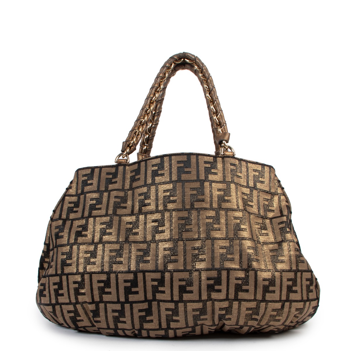 Fendi Metallic Mia Zucca Pattern Shoulder Bag ○ Labellov