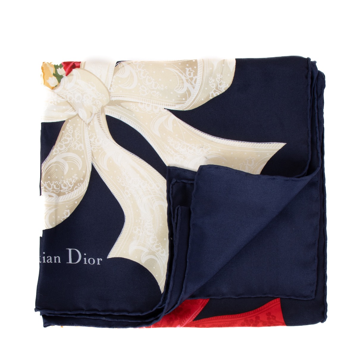 Christian Dior Blue Flowers Silk Scarf ○ Labellov ○ Buy