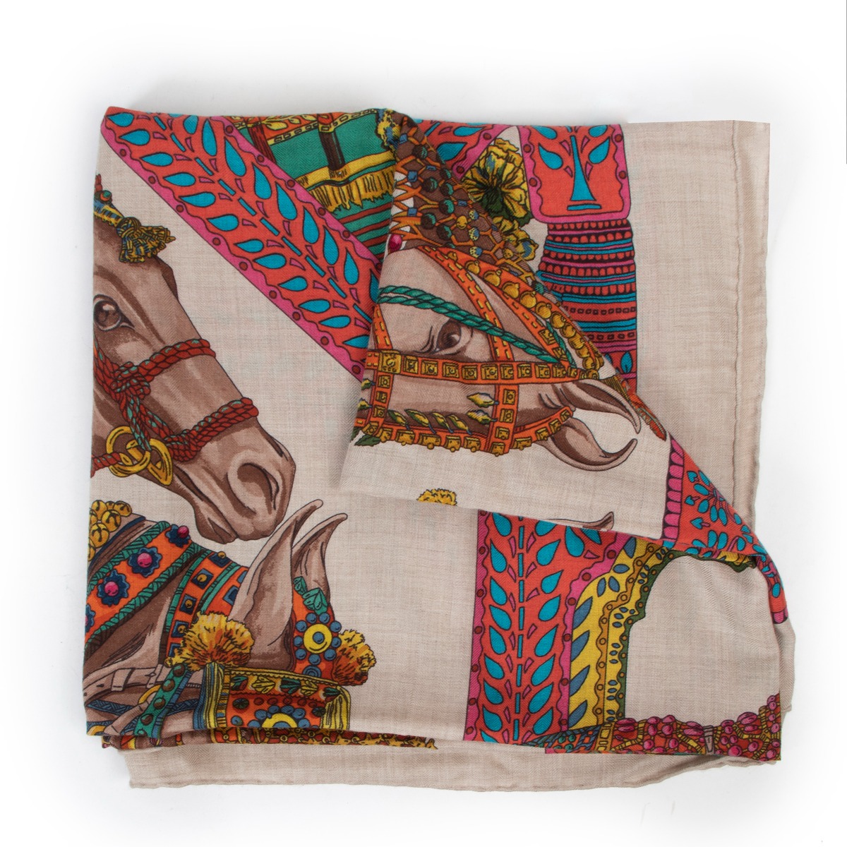 Hermès Cashmere La Danse Du Cheval Marwari Scarf ○ Labellov
