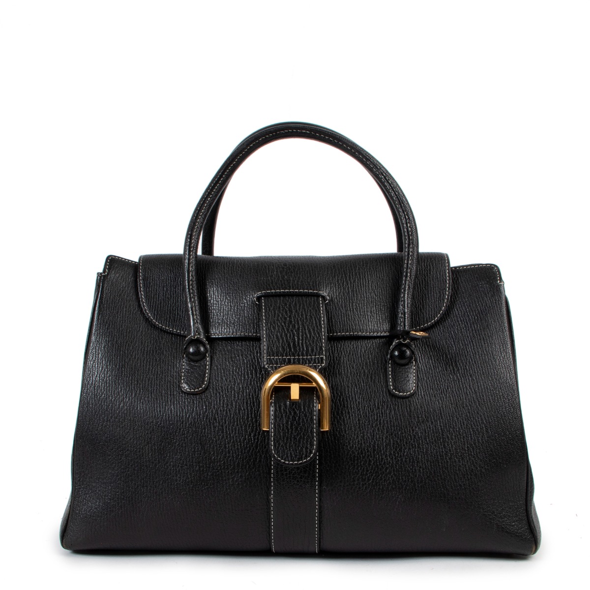 DELVAUX Brillant PMin Canvas ハンドバッグ Delvaux Natural/Tan Calf Trim Canvas Brillant PM Bag