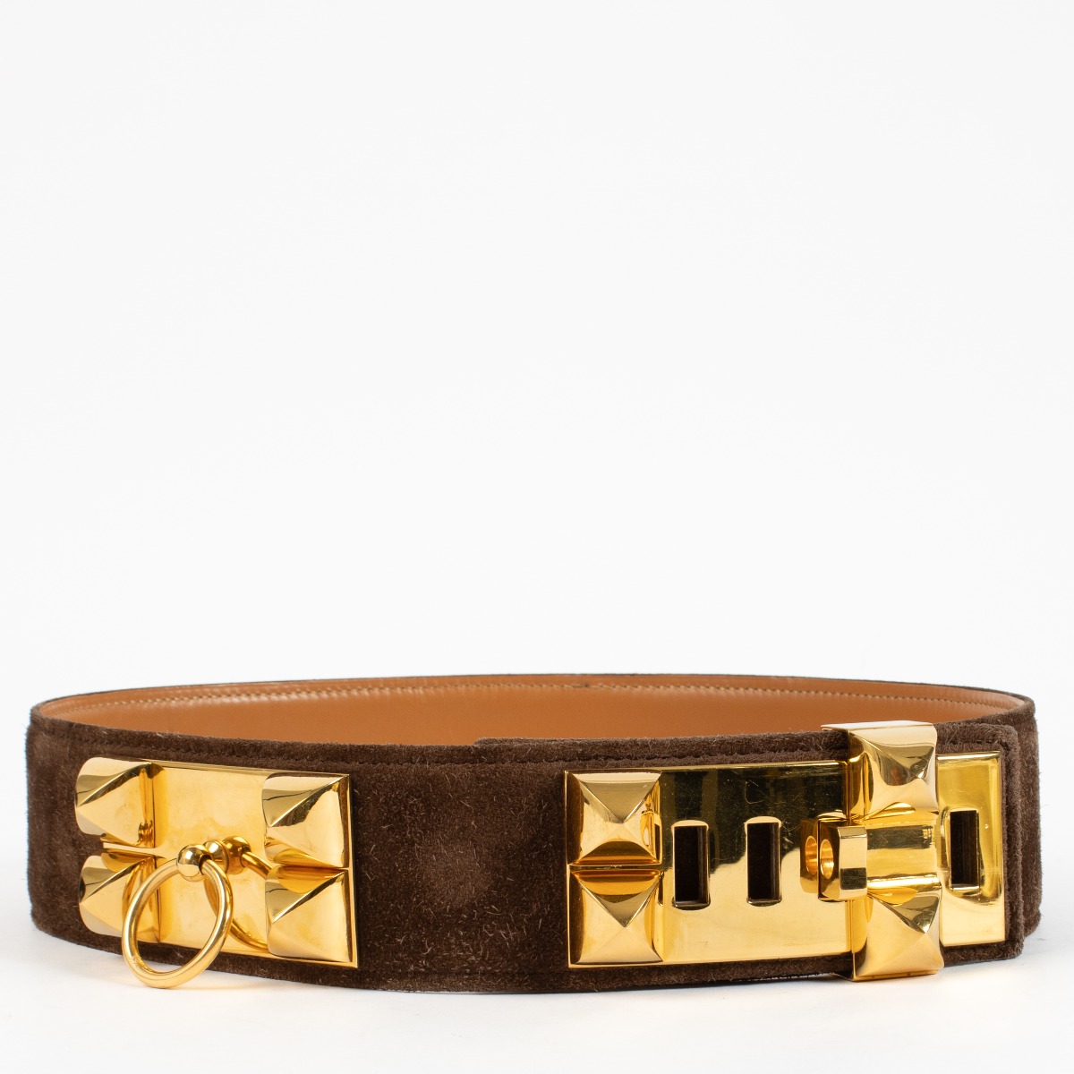 Hermès Brown Collier De Chien Daim Belt ○ Labellov ○ Buy