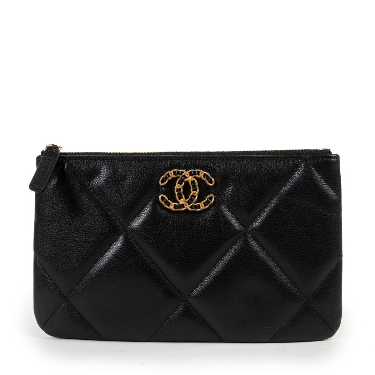 Chanel 19 Black Grained Calfskin Pouch ○ Labellov ○ Buy and Sell Authentic  Luxury