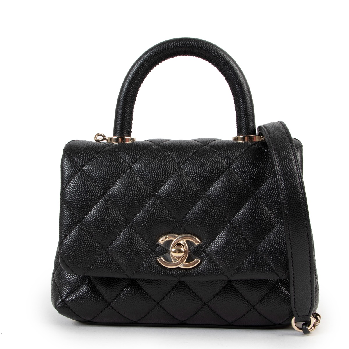 Chanel Extra Mini Coco Handle Black Caviar Handbag Labellov