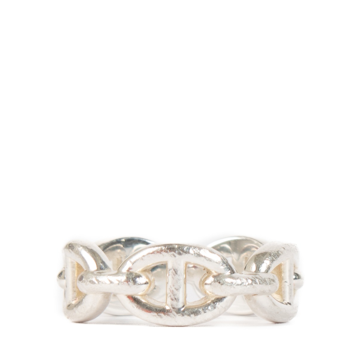 Hermès Sterling Silver Chaine d'Ancre Enchainee Ring - Size