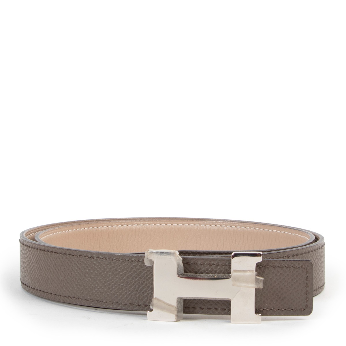 Hermès Mini Constance H Buckle Grey Reversible Belt - Size