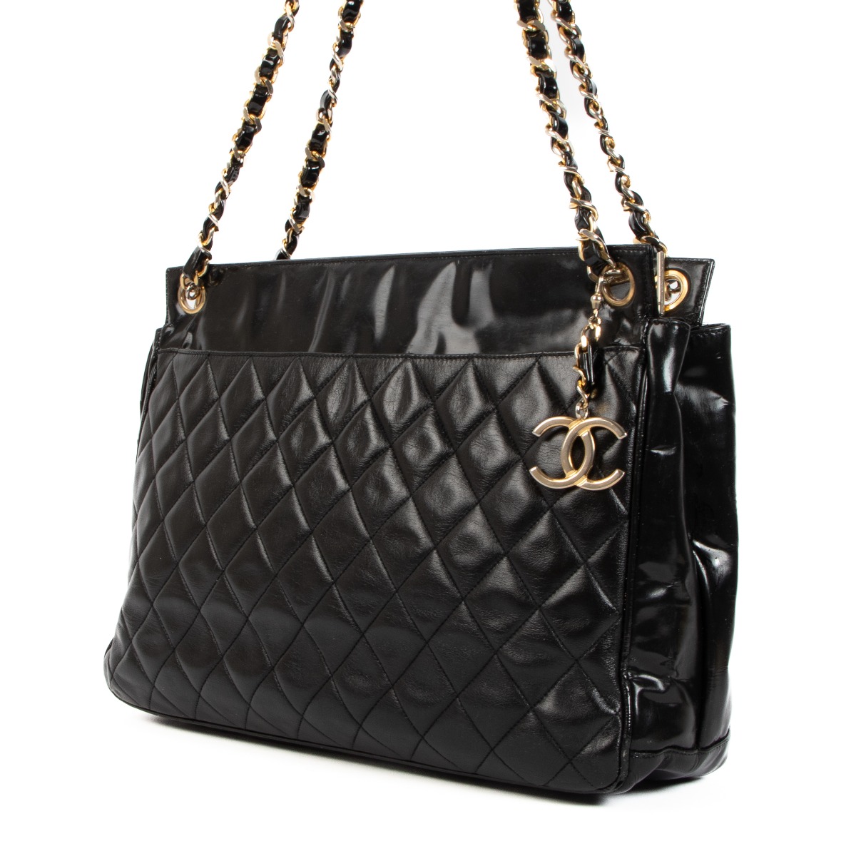 Chanel black patent leather tote bag new arrivals