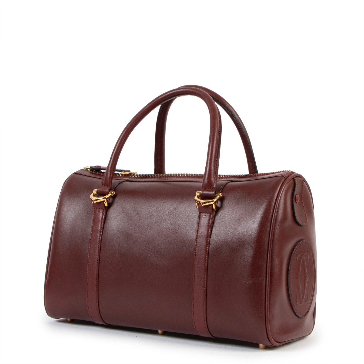 バッグ Vintage Cartier suede leather Boston bag Cartier Suede Boston Bag