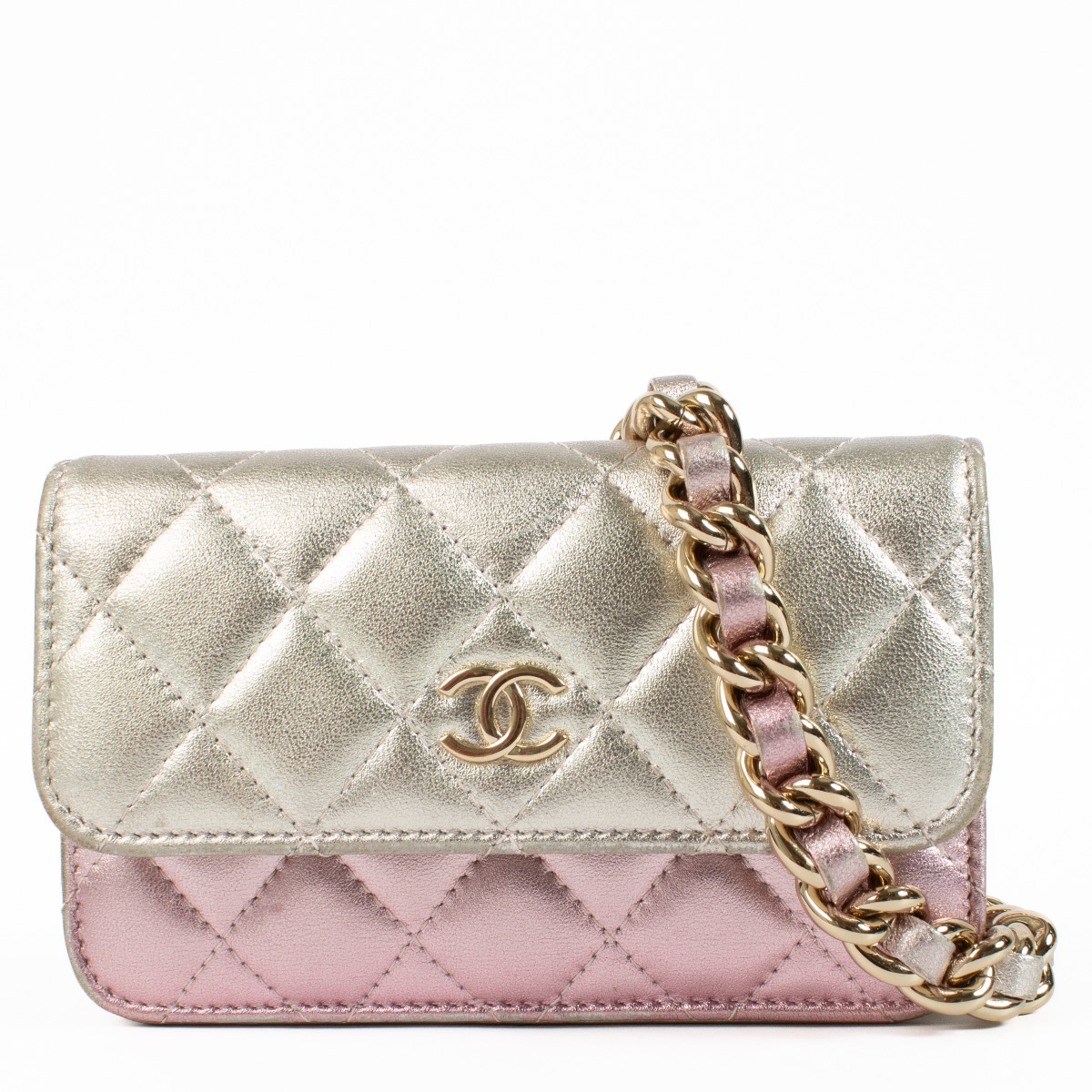Chanel Gradient Metallic Lambskin Clutch With Chain