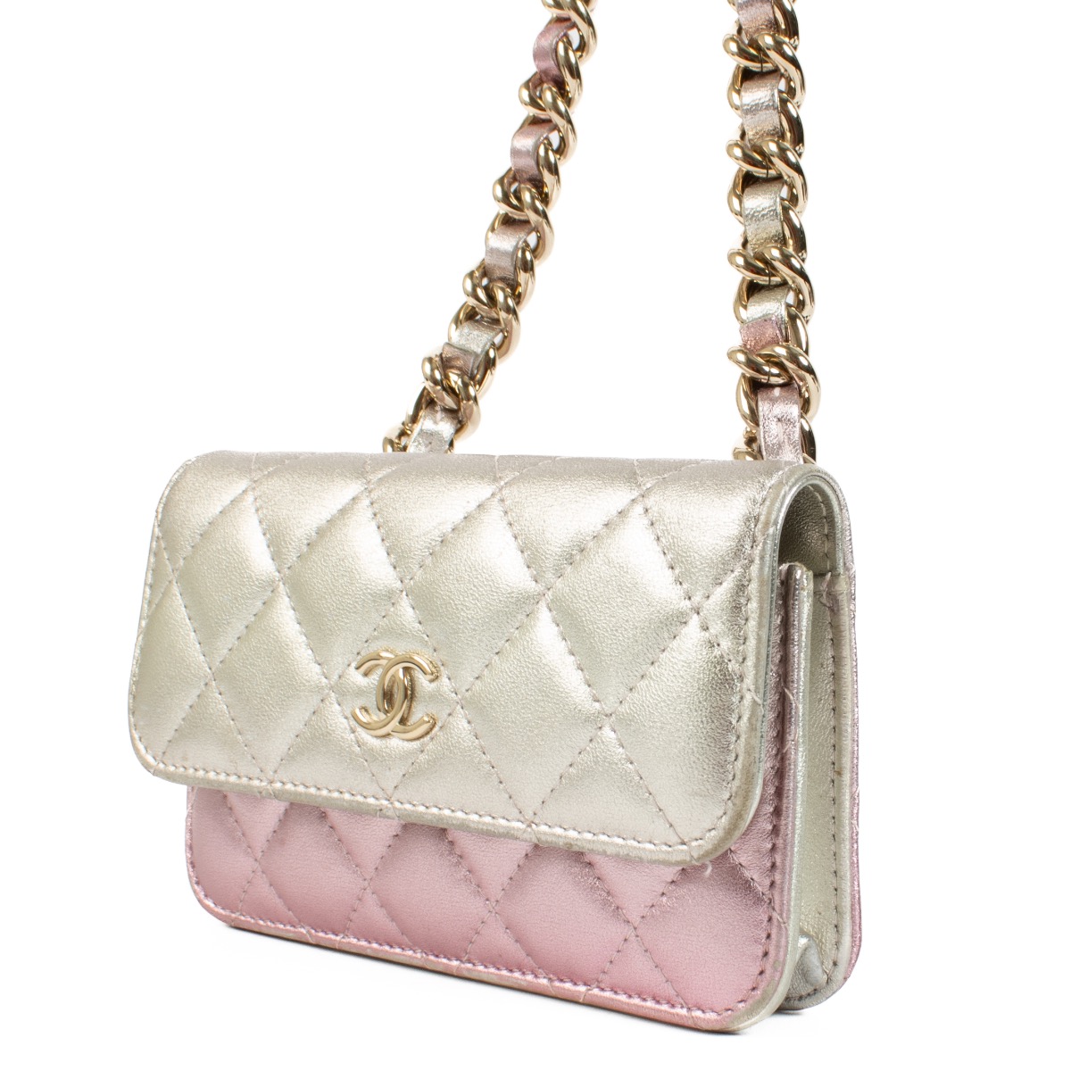 Chanel Gradient Metallic Lambskin Clutch With Chain