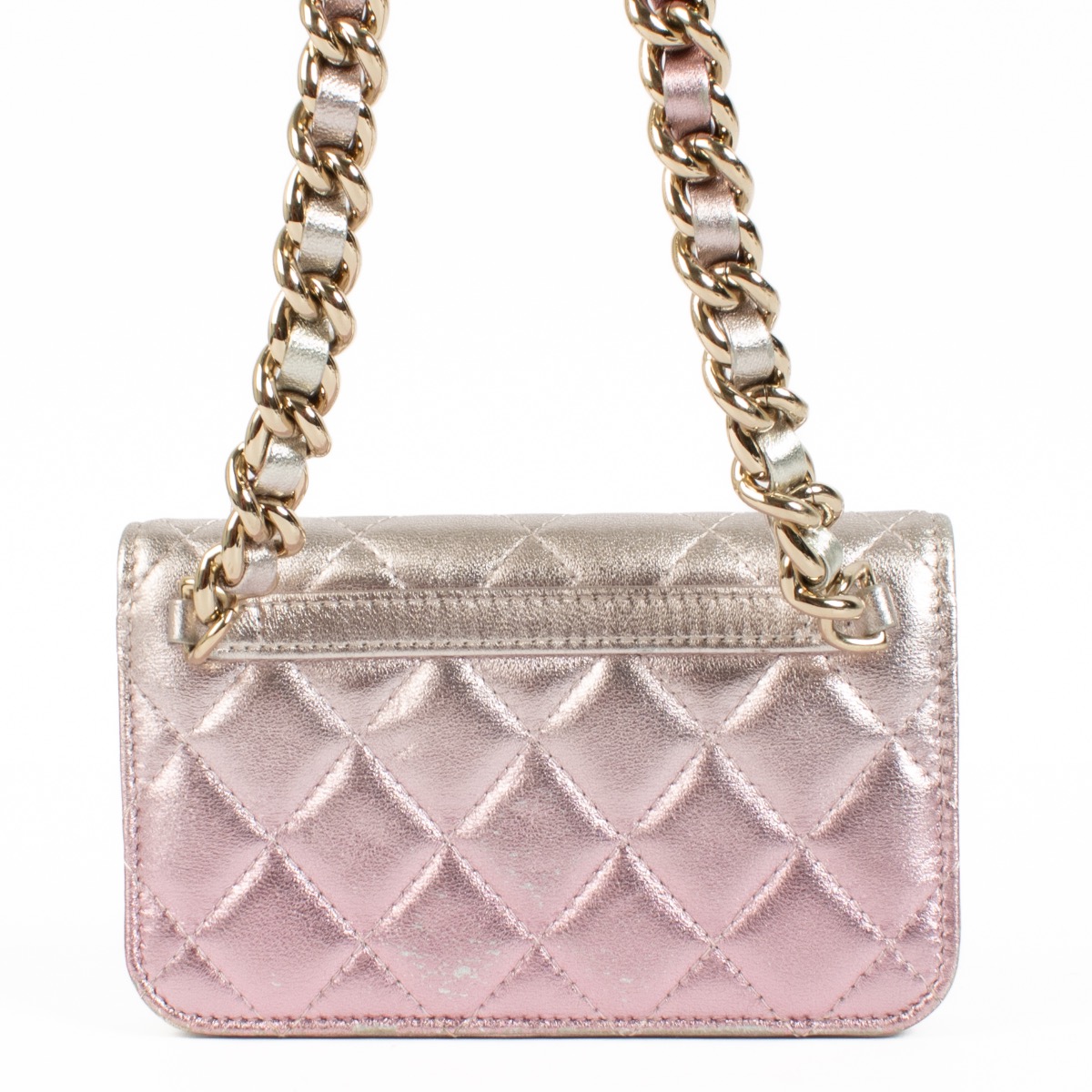 Chanel Gradient Metallic Lambskin Classic Clutch With Chain