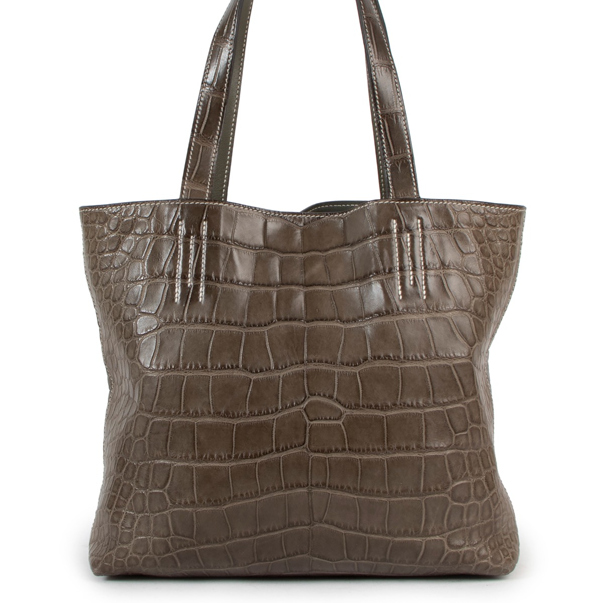 Herm s Double Sens 36 Alligator Chiffon Reversible Tote Bag