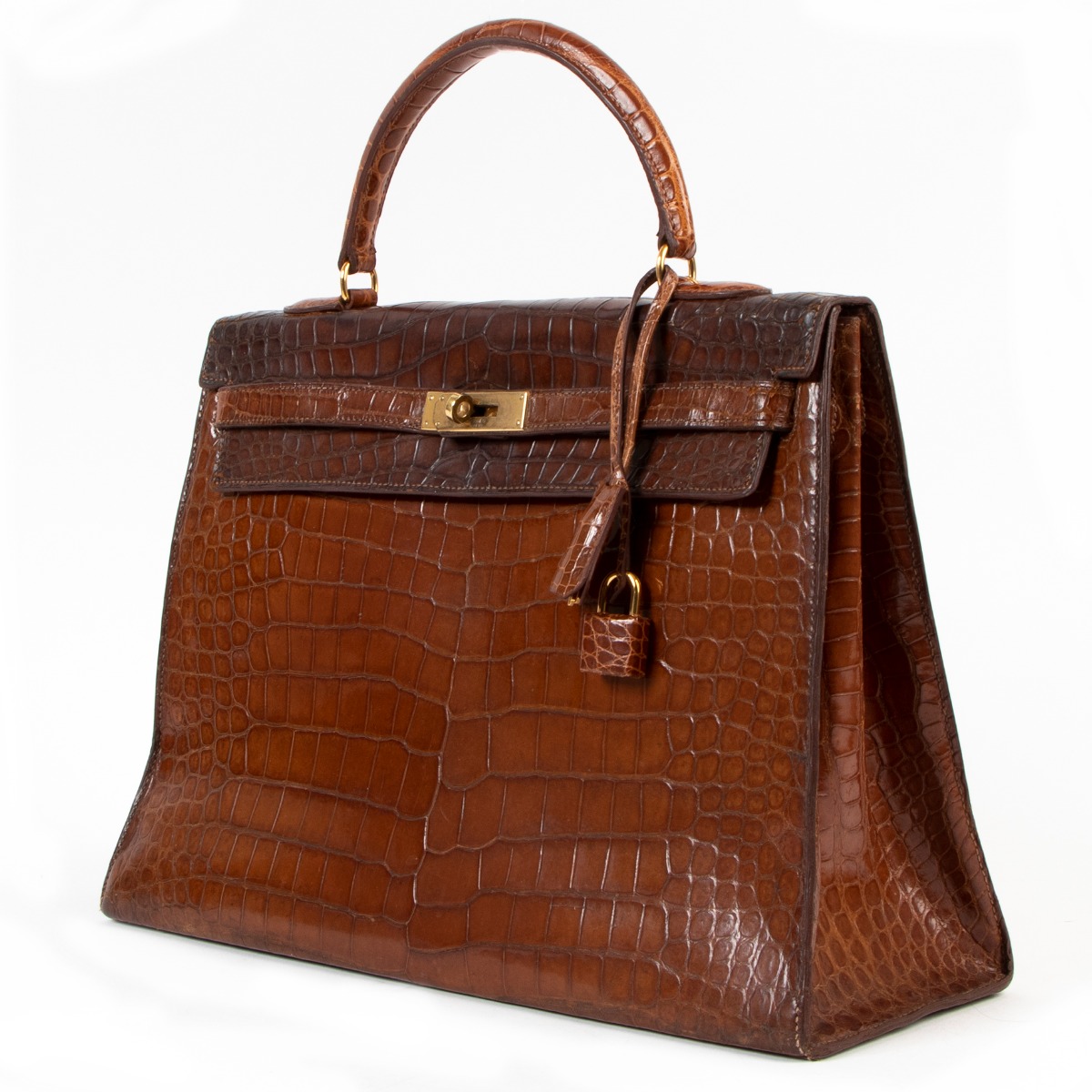 Hermès Vintage Kelly 35 Porosus Crocodile Miel GHW ○ Labellov