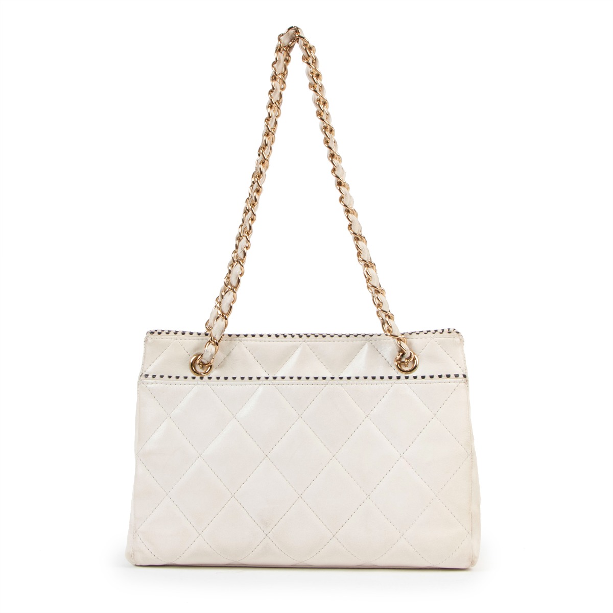 ABONNE [配送/関税込み] YVONNE BAG WHITE Chanel Vintage White CC Small Shopping Tote Bag ○ Labellov