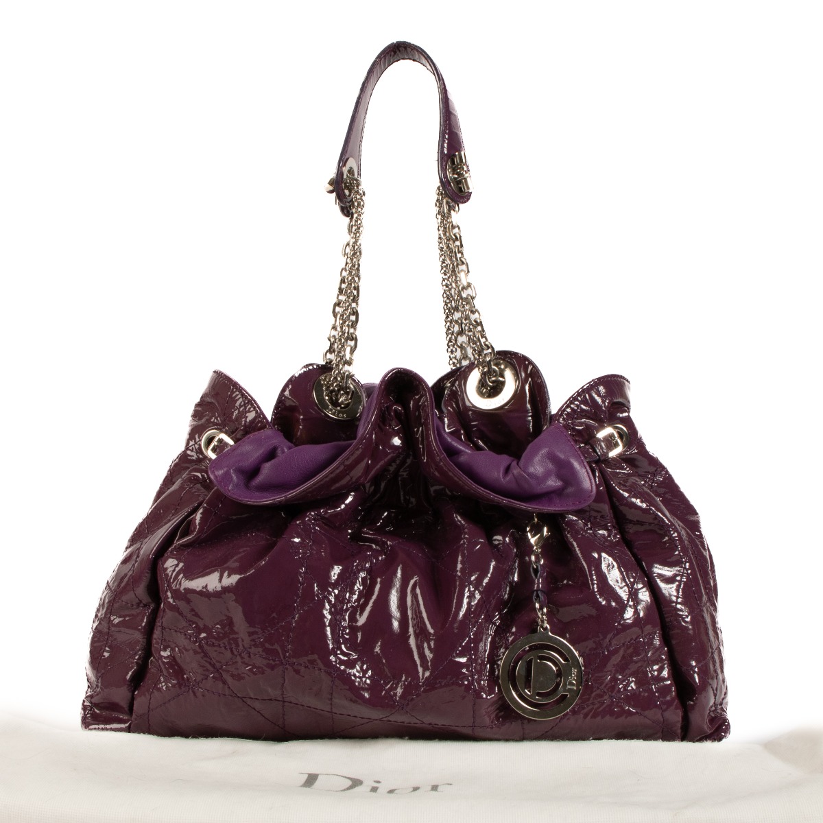 Purple patent leather clearance handbag
