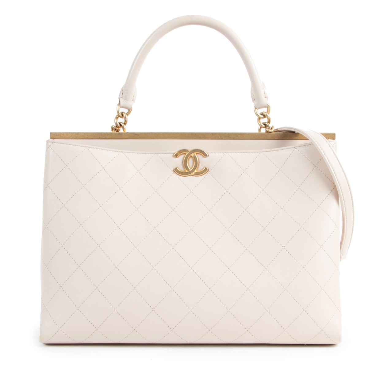 NEW CHANEL COCO CURVE BANDOULIERE CREAM LEATHER PURSE HAND BAG ref.1070884  - Joli Closet