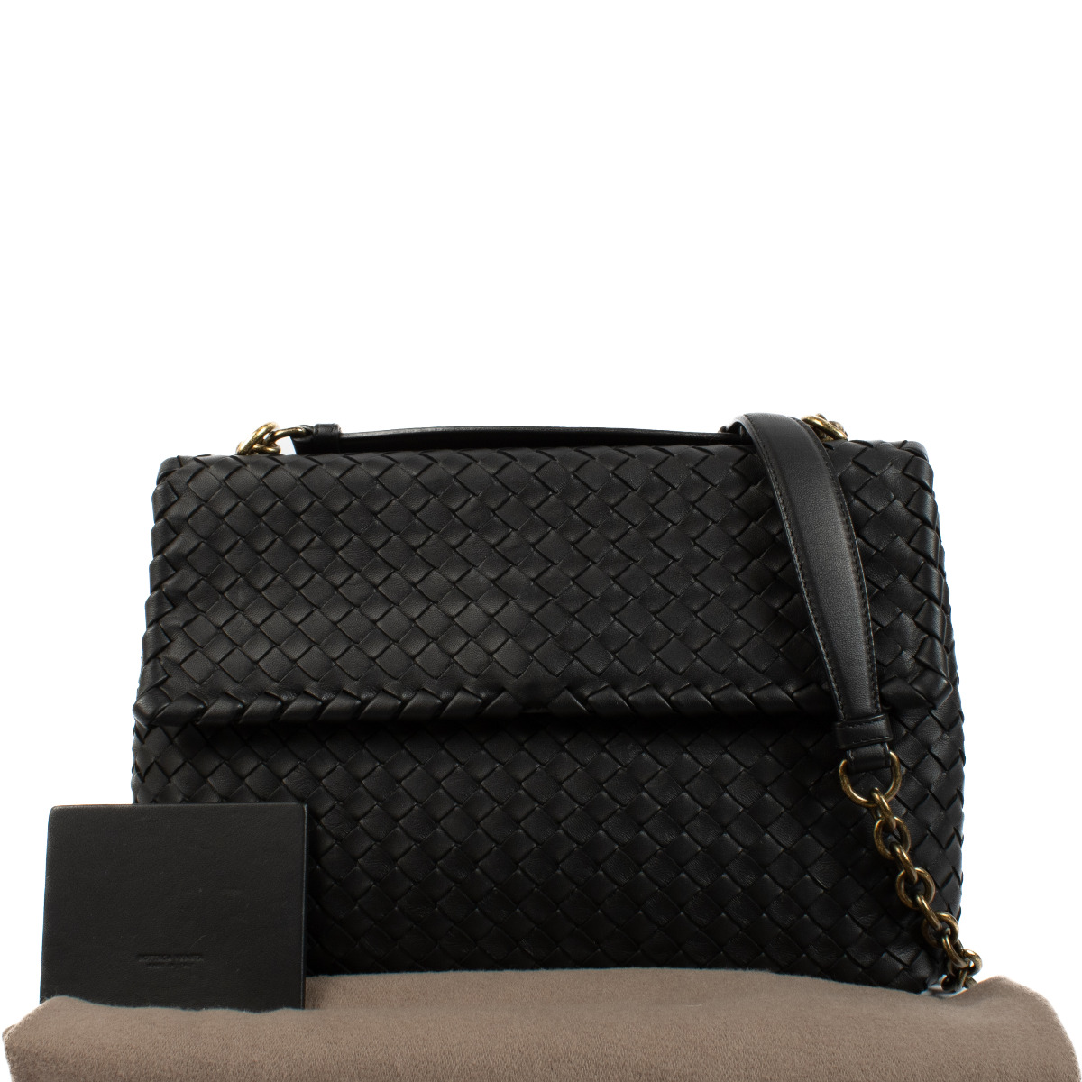 ボッテガ・ヴェネタ OLIMPIA ブラック ショルダーバッグ Bottega Veneta Black Intrecciato Medium Olimpia Bag
