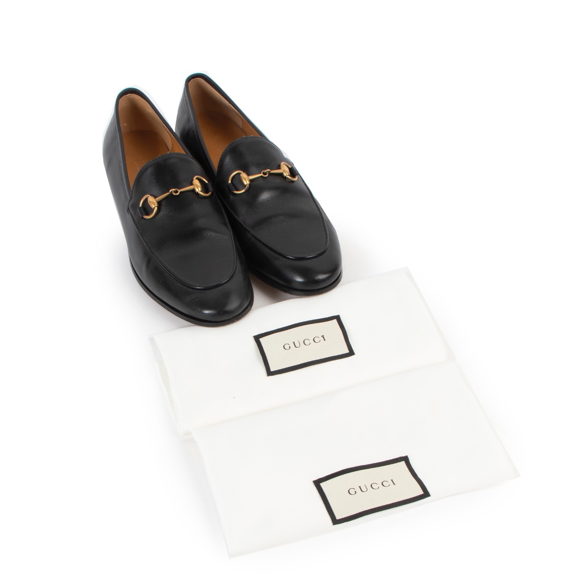 Gucci Black Jordaan Horsebit Loafers Size ○ Labellov