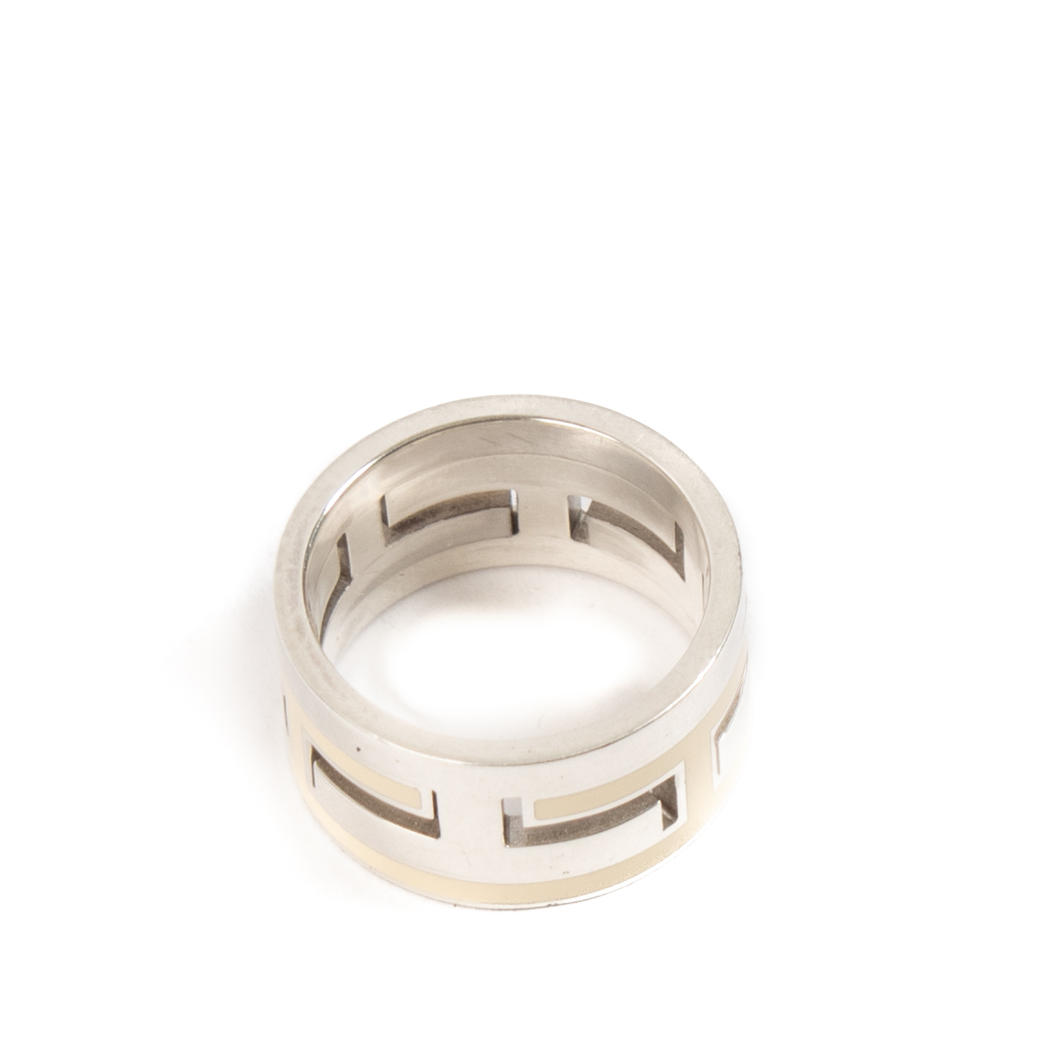 最新な Hermès Sterling Silver/Enamel Move H Ring - Size 48 バッグ
