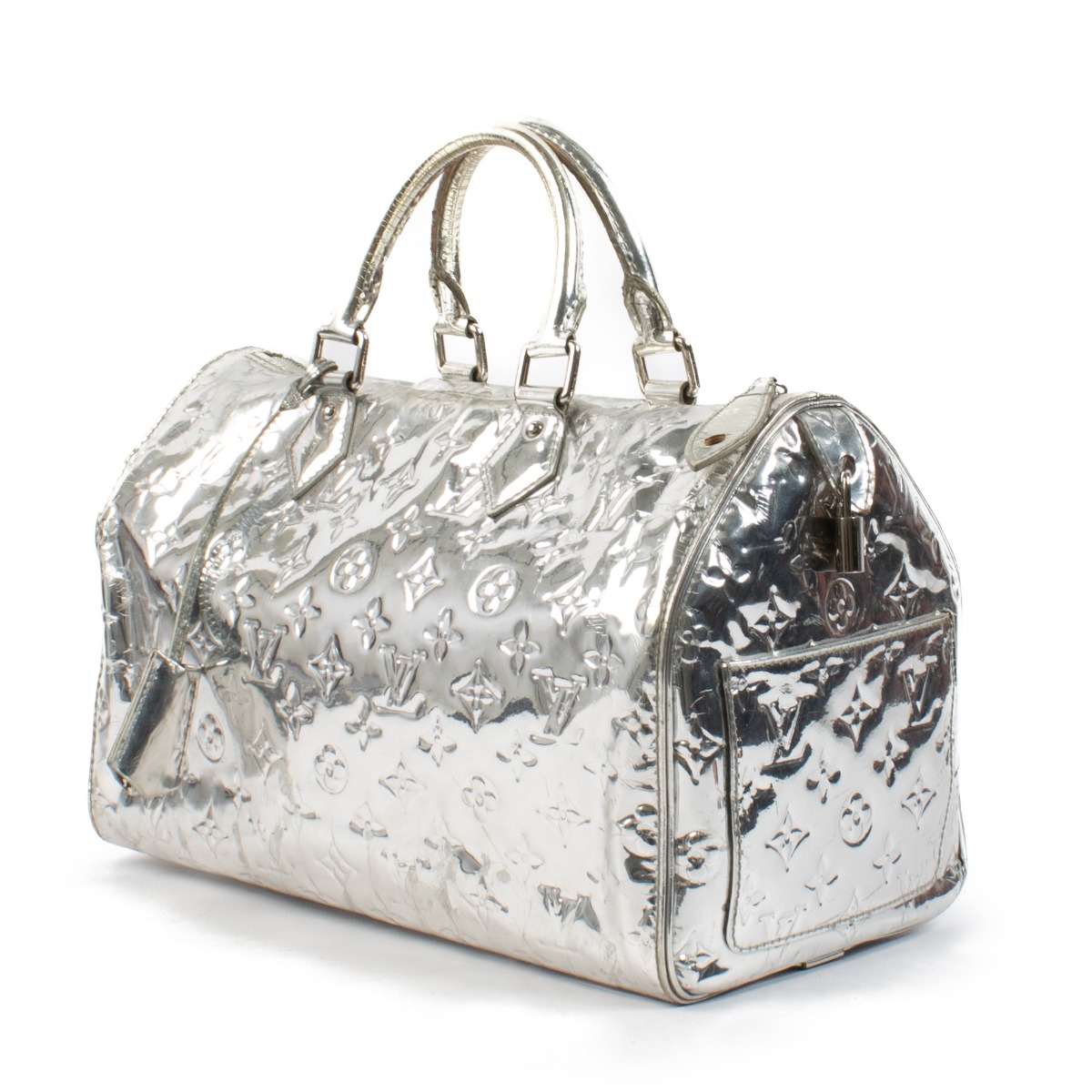 Louis Vuitton Silver Monogram Miroir Vinyl Speedy 35 Bag