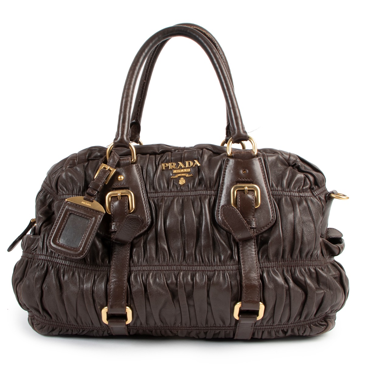 Prada Napa Gaufre Caffe Leather Shoulder Bag Labellov Buy
