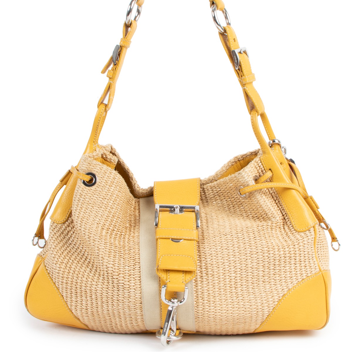 Prada Shoulder Bag in Yellow Leather – Fancy Lux