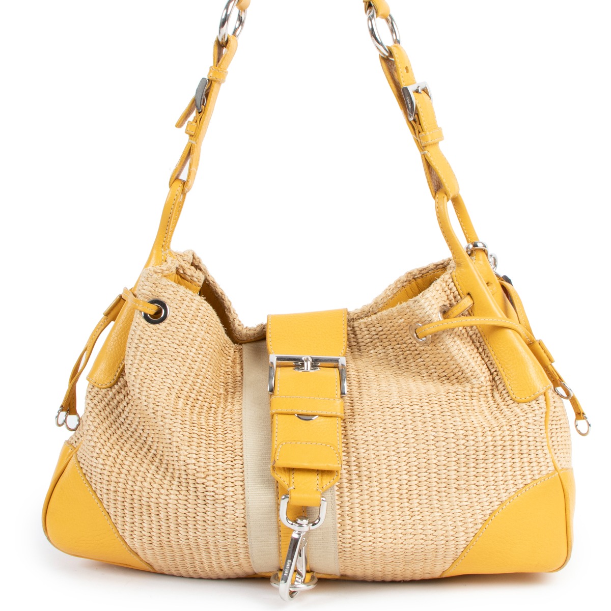 Prada Milan Women Mustard Ladies Leather Hand Bag, Size: 14x10.5 Inch