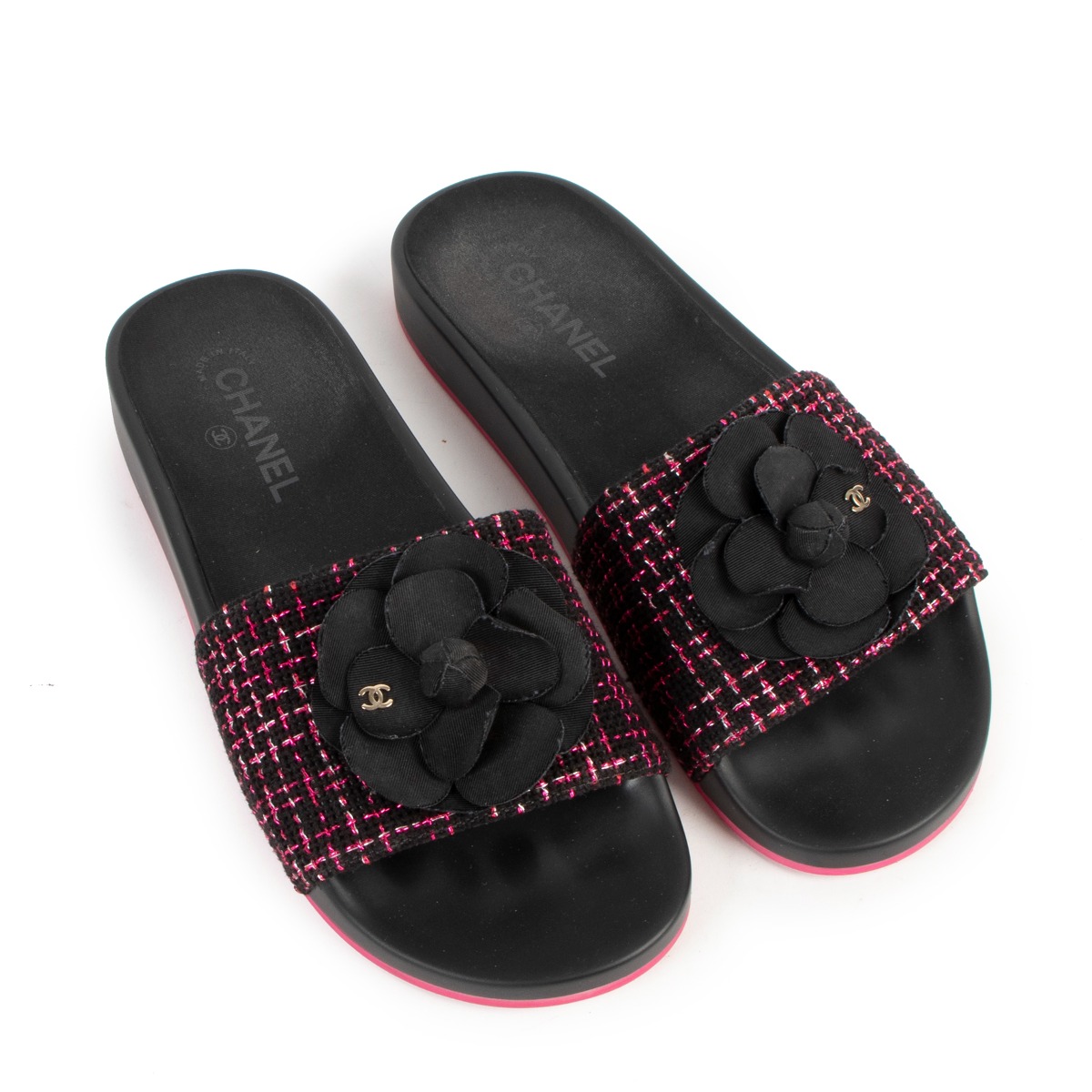 【CHANEL】Tweed & l Rose & noir サンダル 9563293089822.jpg