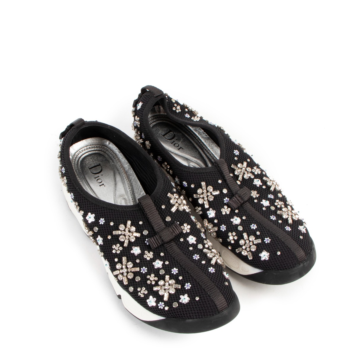 Christian Dior Black Fusion Floral Embroidered Sneakers