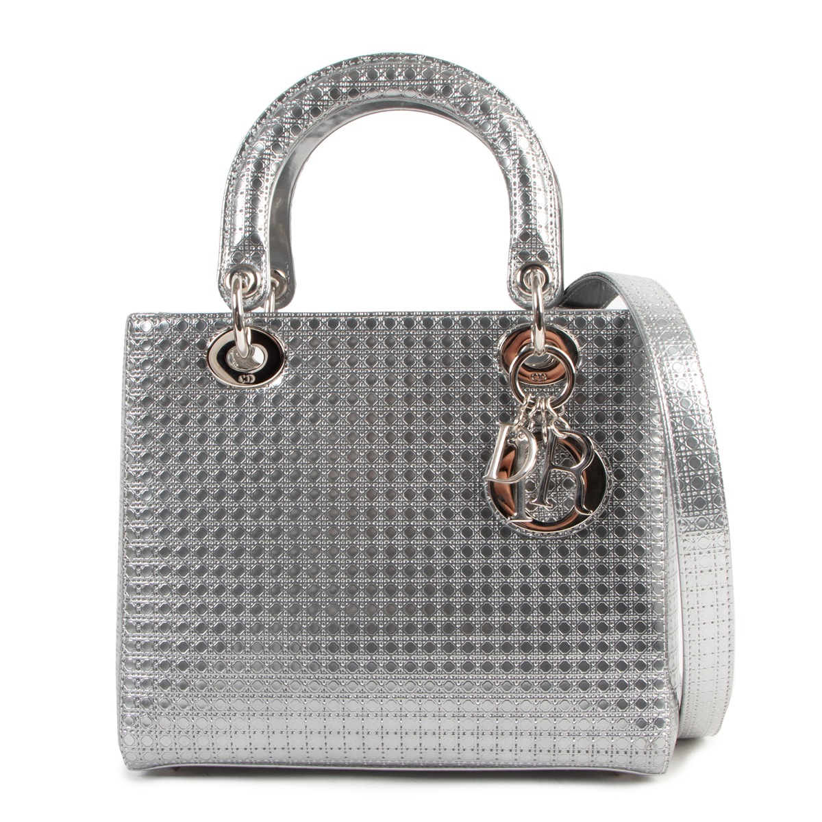 Dior Lady Dior Medium Silver Micro Cannage Bag ○ Labellov ○ Buy