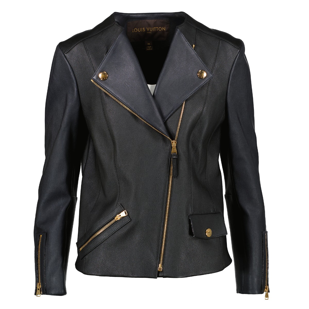 Leather biker jacket Louis Vuitton Black size 38 FR in Leather - 13270536