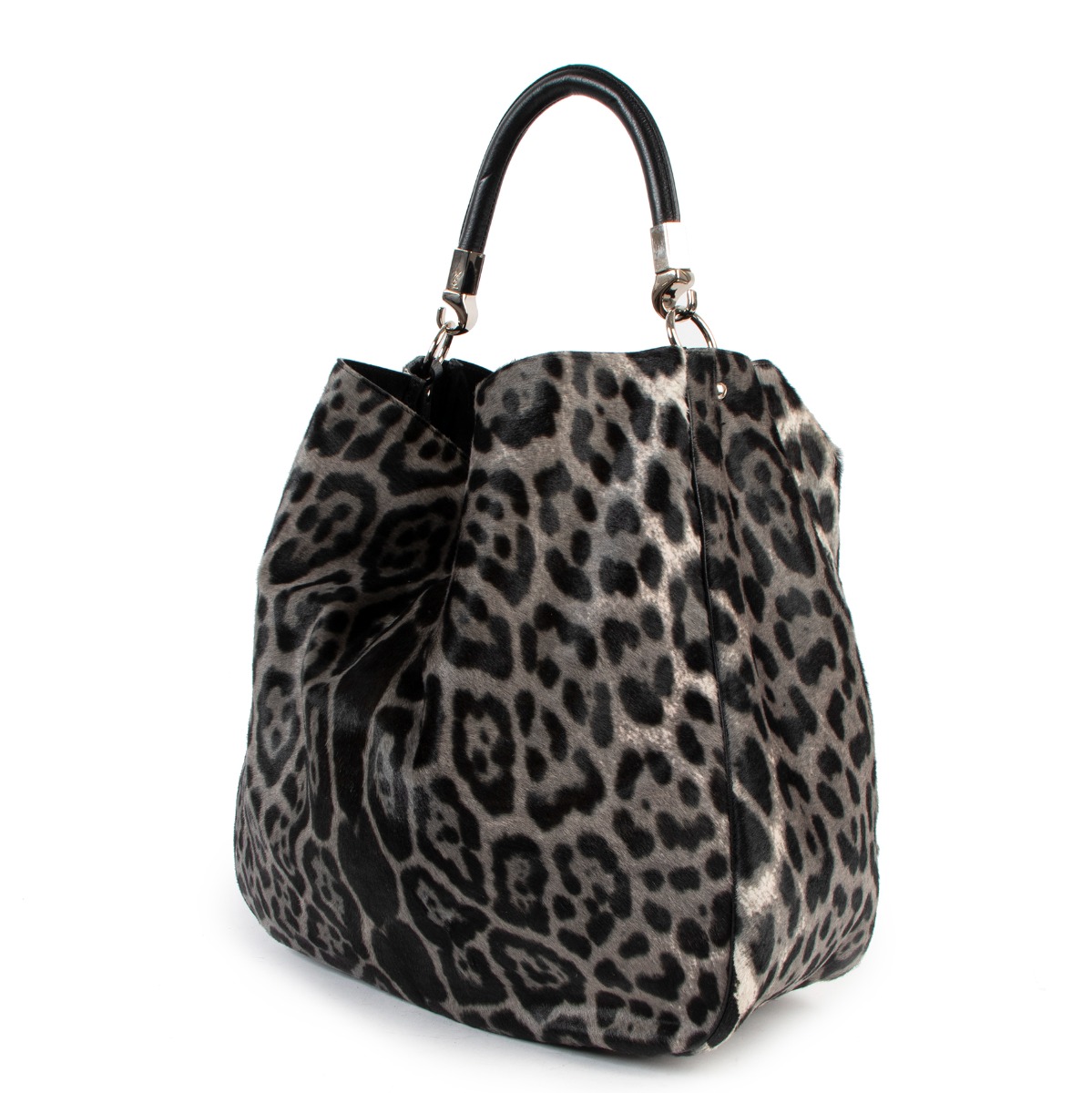 Yves Saint Laurent Grey Leopard Print Roady Shoulder Bag