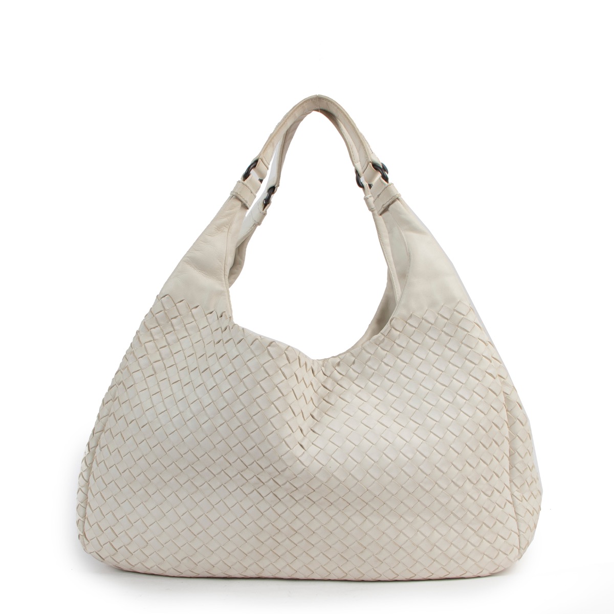 Bottega Veneta White Intrecciato Campano Shoulder Bag